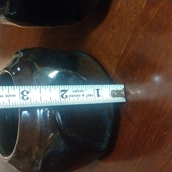 2 Deep Blue and Brown Glazed Smaller Decorative Pottery Vases - Picture 15 of 15